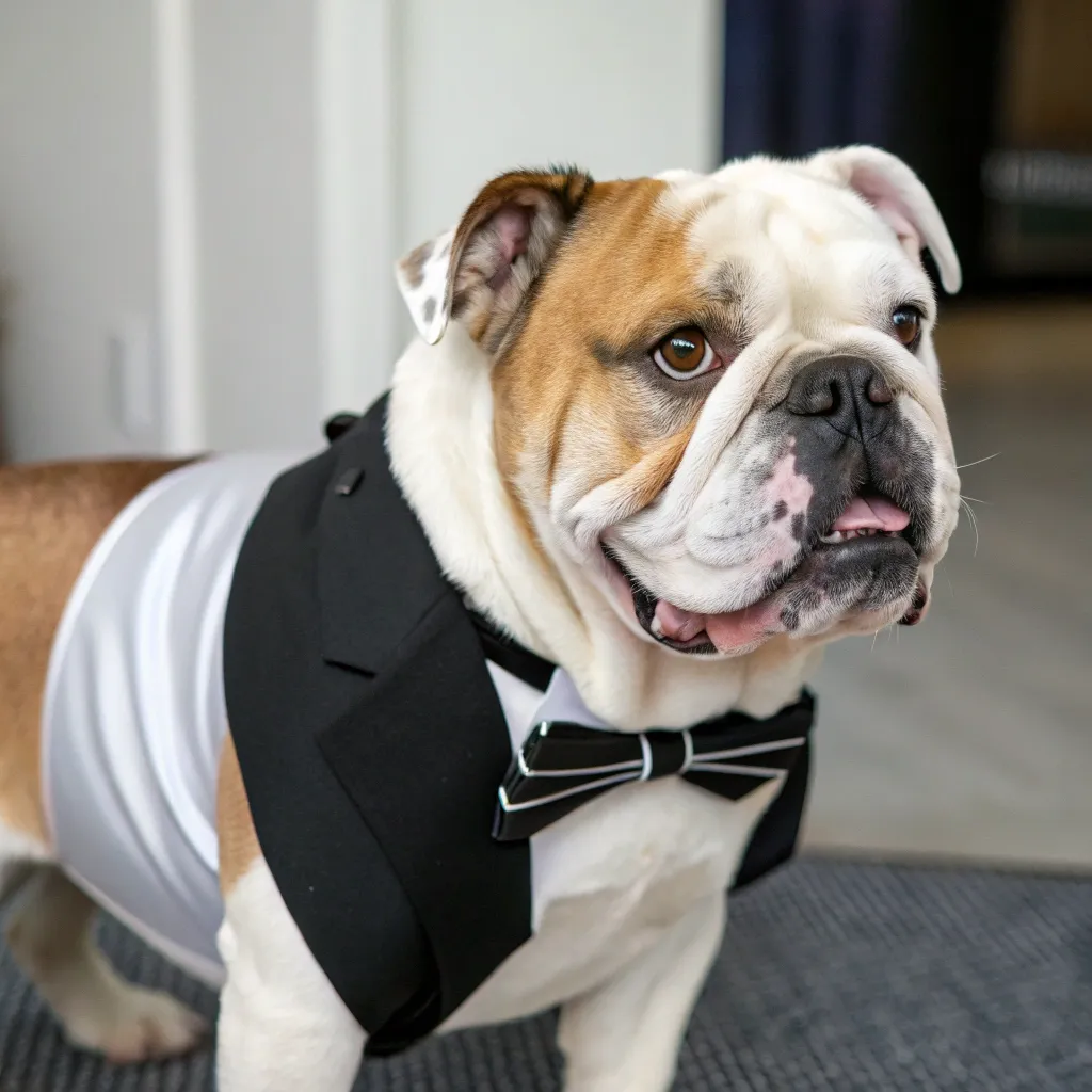 Baxter a Bulldog with a stylish new groom
